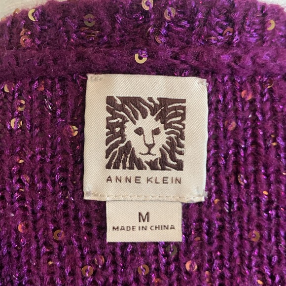 ANNE KLEIN Women’s Purple Sweater with Gold Sequins - Picture 10 of 11